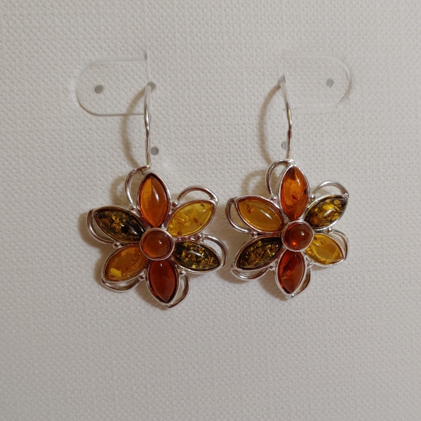 Click to view detail for HWG-147 Earrings, Flower, Multi-Color $61